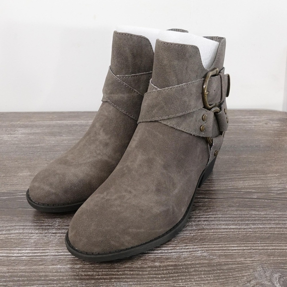 New! Frye‎ And Co Bellame Booties Womens Size 6 Gray Suede Ankle Block Heel